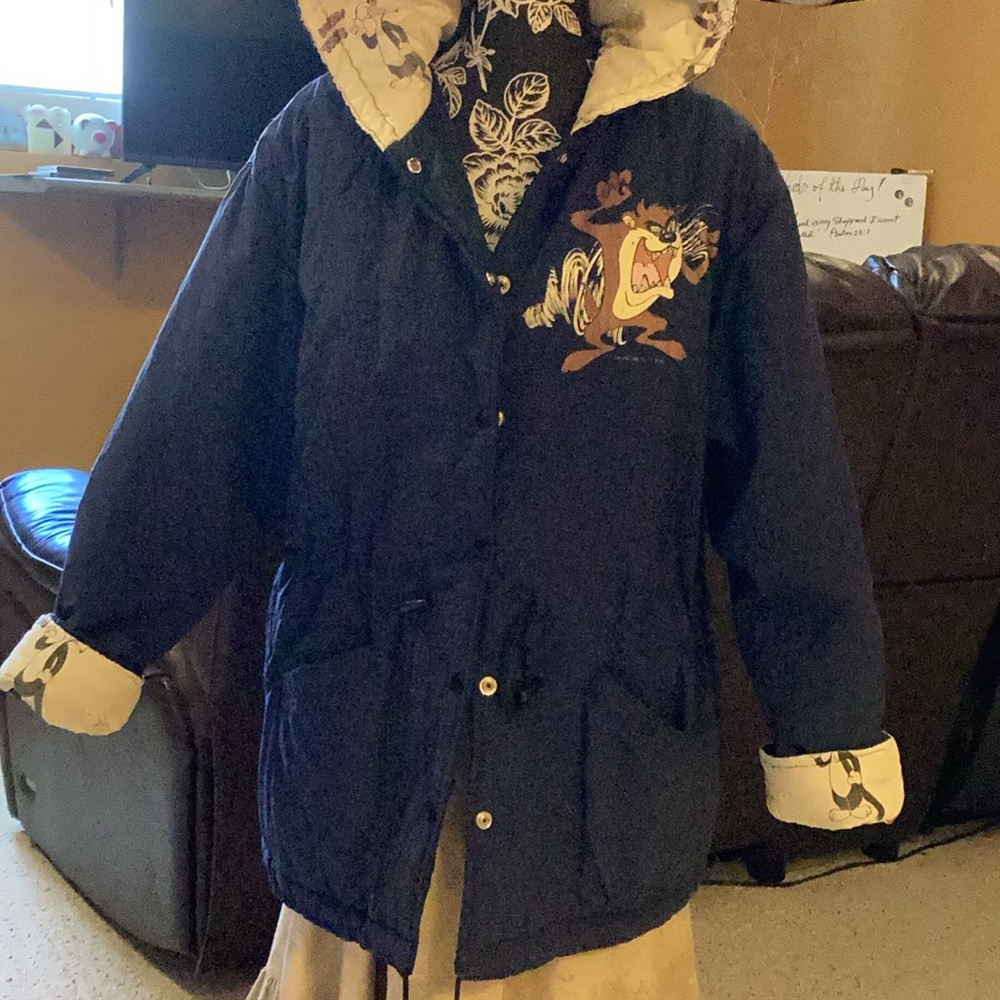 Warner Bros. Navy Blue Taz Puffer Jacket